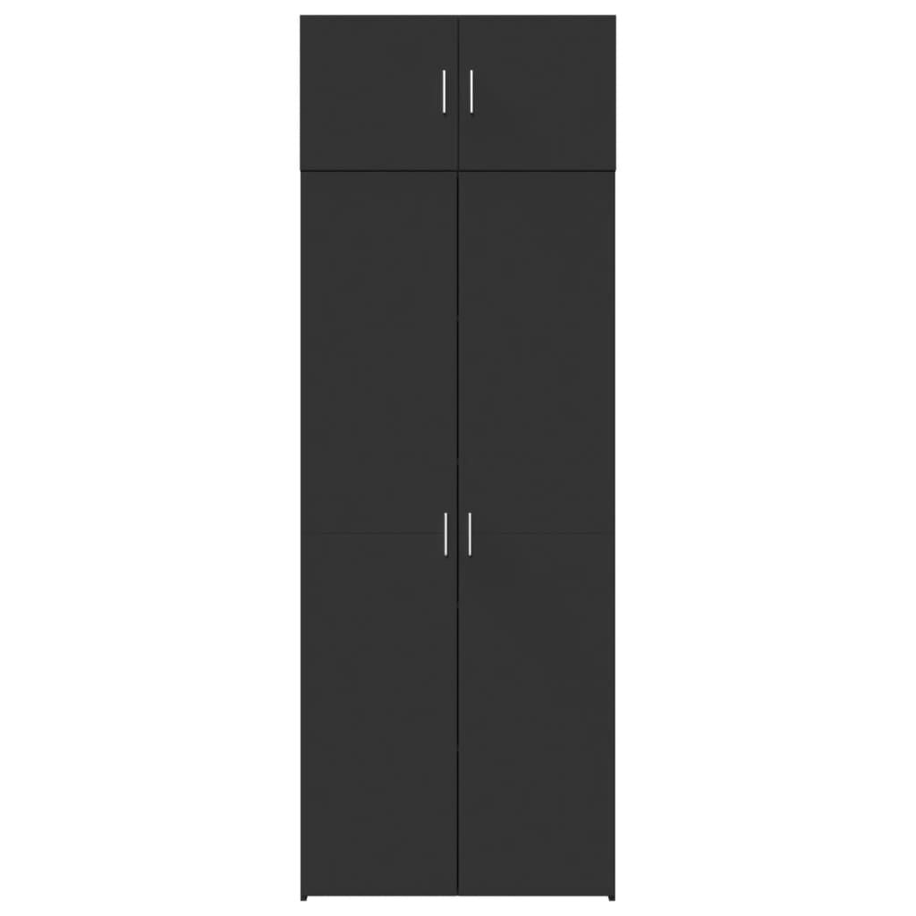 vidaXL Ραφιέρα με Ντουλάπια Μαύρη 80x42,5x225 εκ. από Επεξ. Ξύλο