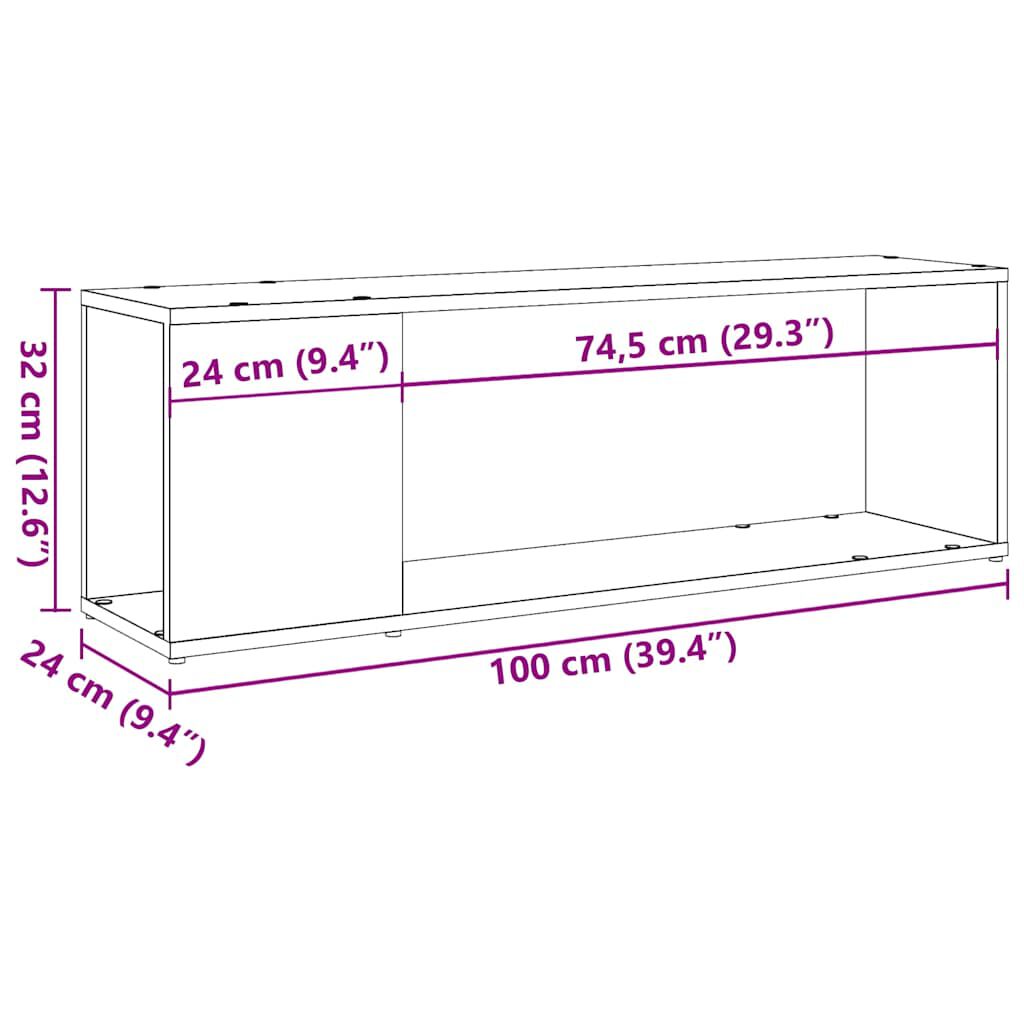 vidaXL Έπιπλο Τηλεόρασης Αρτισιανή Δρυς 100x24x32εκ. από Επεξεργ. Ξύλο