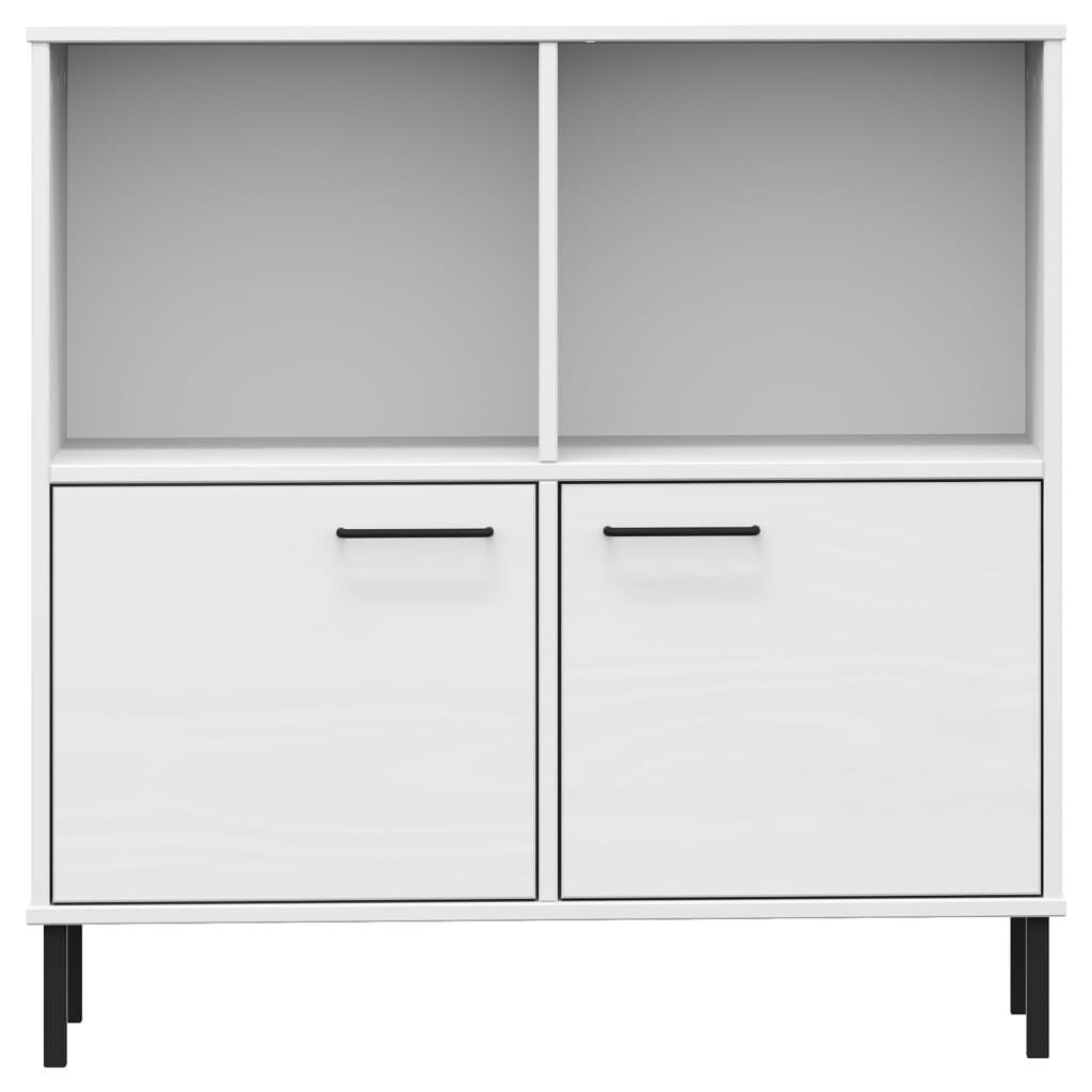 vidaXL Βιβλιοθήκη OSLO Λευκή 90x35x90,5 εκ. Μασίφ Ξύλο με Μετ. Πόδια