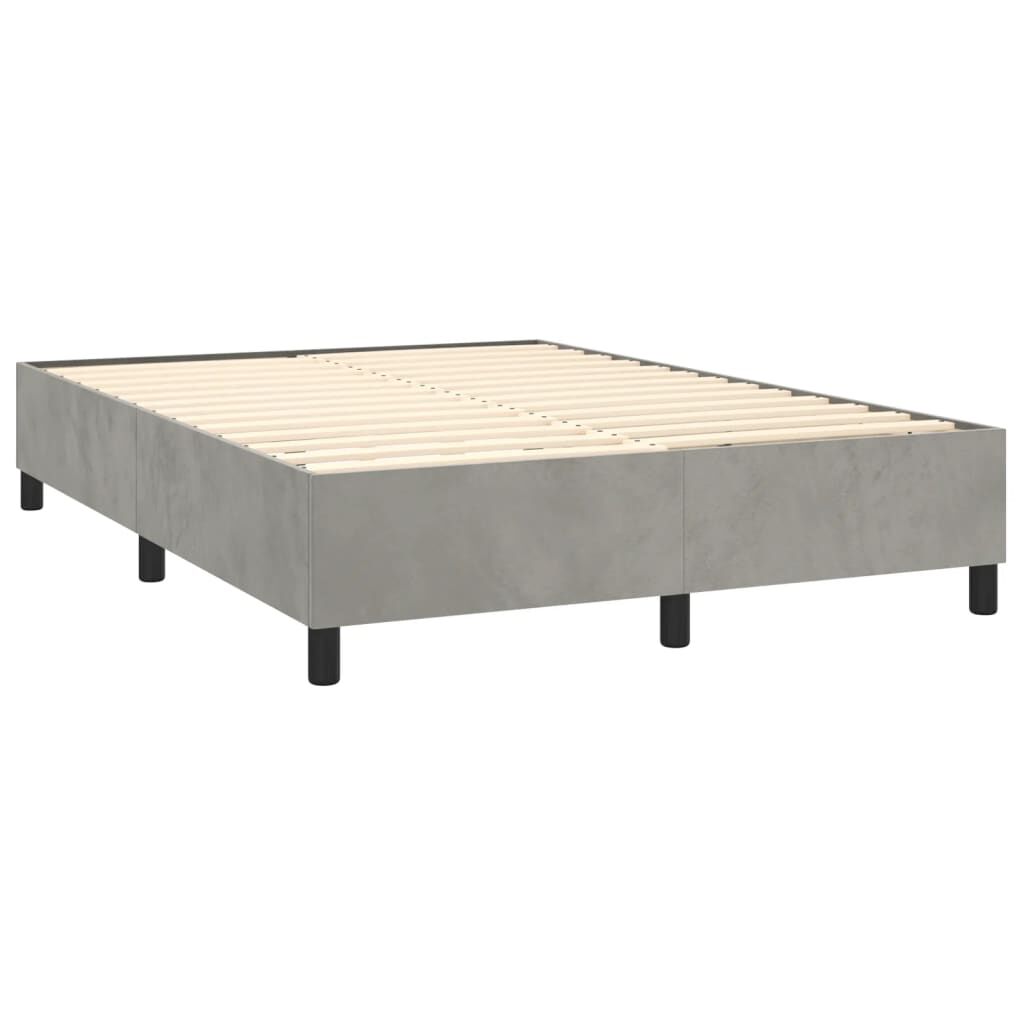 vidaXL Κρεβάτι Boxspring με Στρώμα&LED Αν. Γκρι 140x190 εκ. Βελούδινο