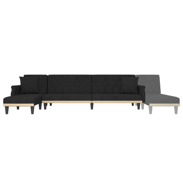 vidaXL Καναπές Κρεβάτι Γωνιακός Μαύρος 271 x 140 x 70 εκ. Βελούδινος