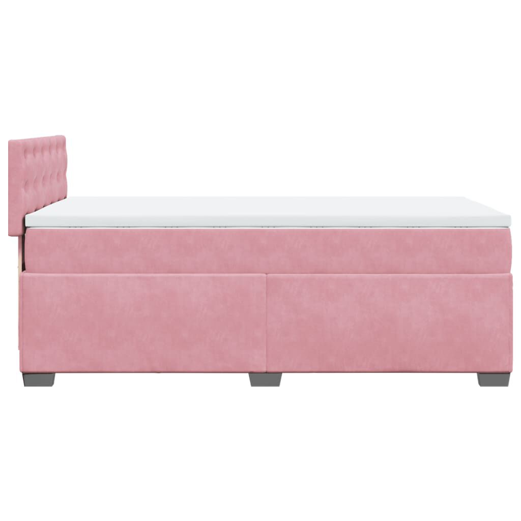 vidaXL Κρεβάτι Boxspring με Στρώμα Ροζ 100x200 εκ. Βελούδινο