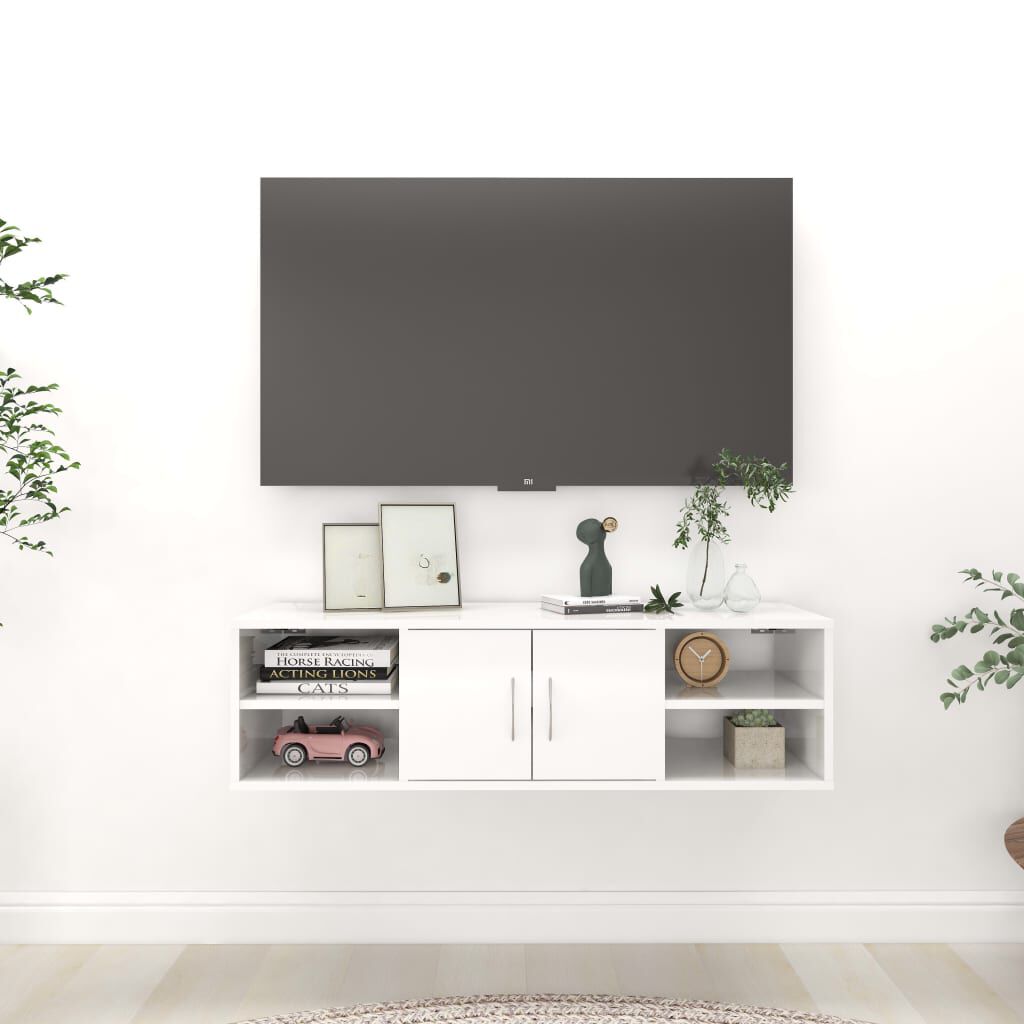 vidaXL Ραφιέρα Τοίχου Γυαλιστερό Λευκό 102x30x29 εκ. από Επεξ. Ξύλο