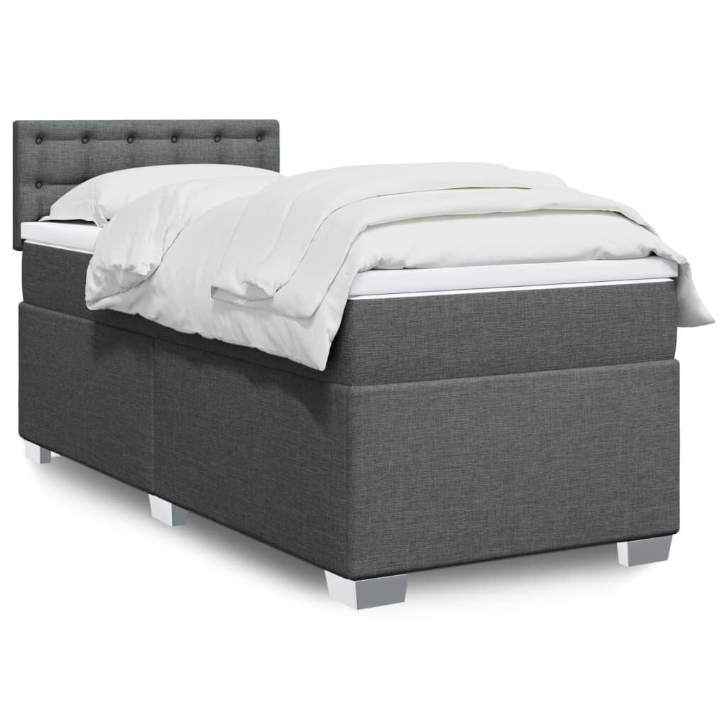 vidaXL Κρεβάτι Boxspring με Στρώμα Σκούρο Γκρι 80x200 εκ. Υφασμάτινο