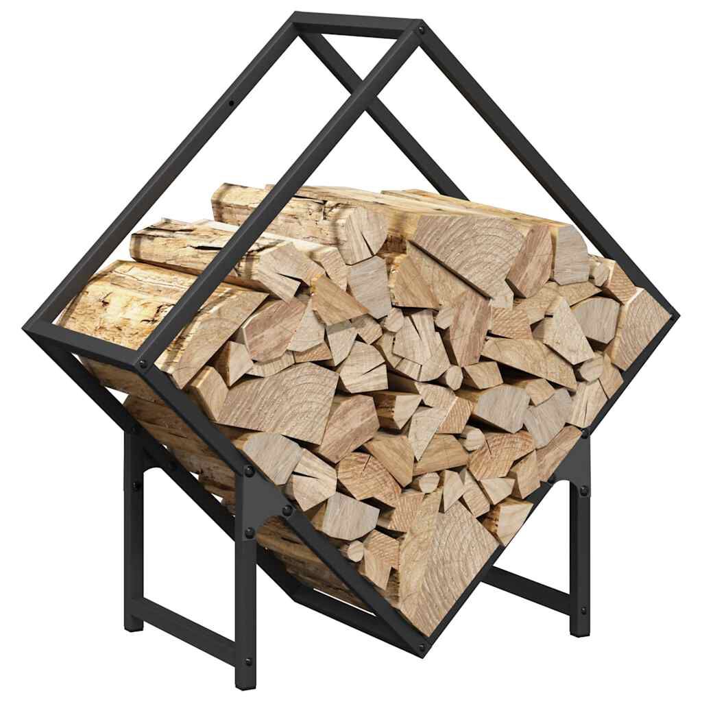 vidaXL Ράφι για καυσόξυλα Μαύρο 60x25x60 cm Ατσάλι ψυχρής έλασης