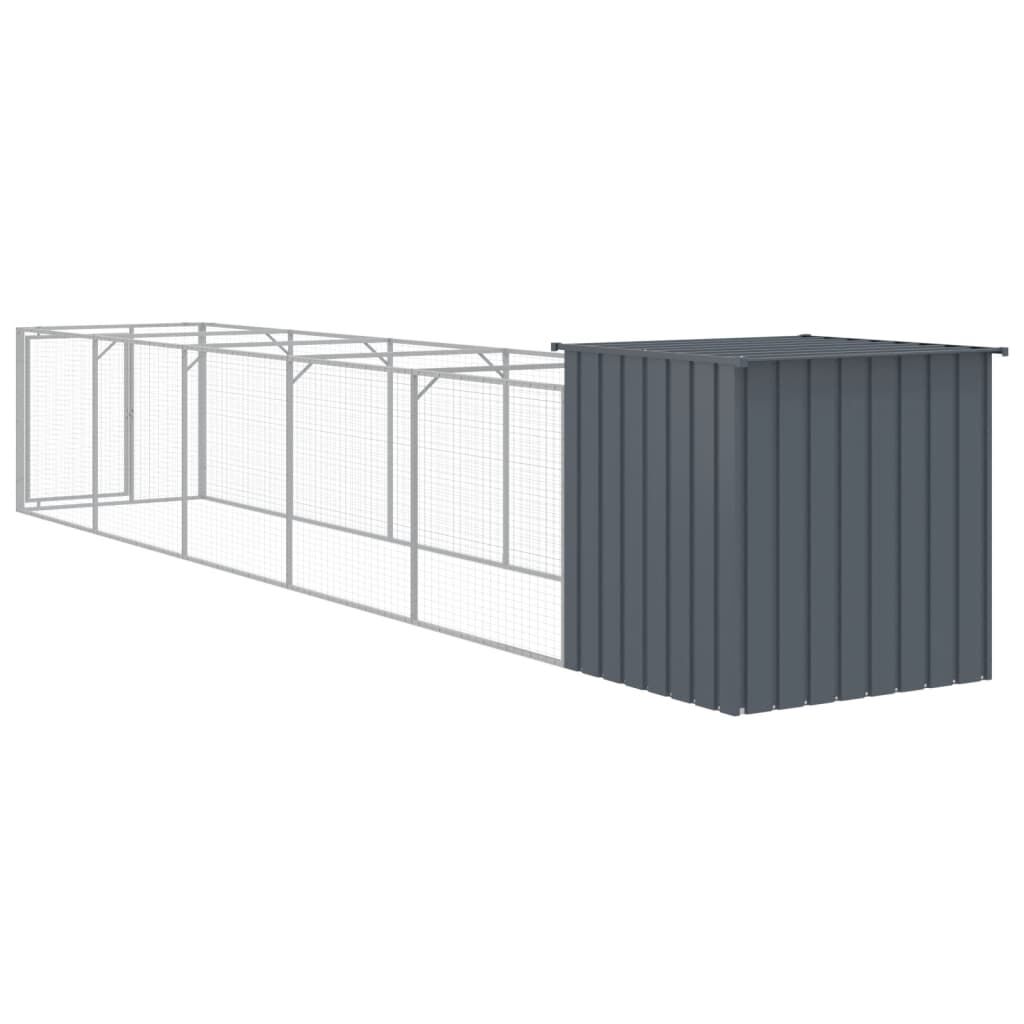 vidaXL Σπιτάκι Σκύλου με Αυλή Ανθρακί 110x609x110 εκ. Γαλβαν. Χάλυβας