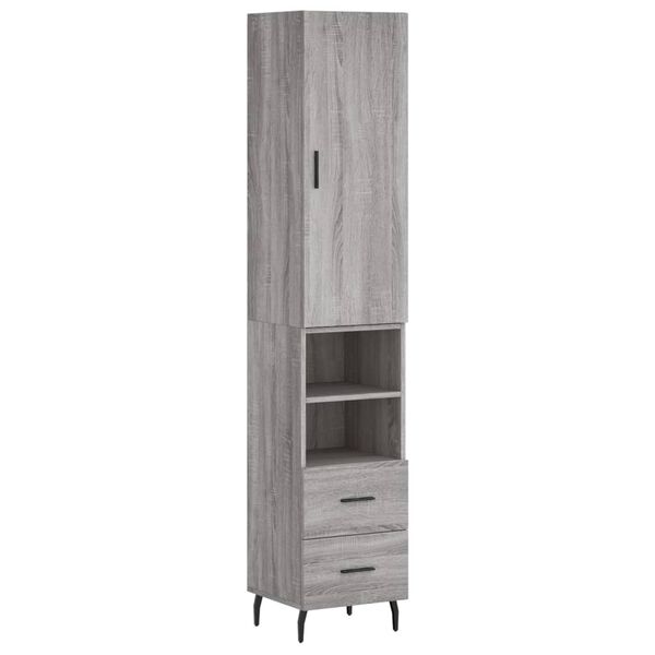vidaXL Μπουφές Sonoma Γκρι 34,5 x 34 x 180 εκ. από Επεξεργασμένο Ξύλο