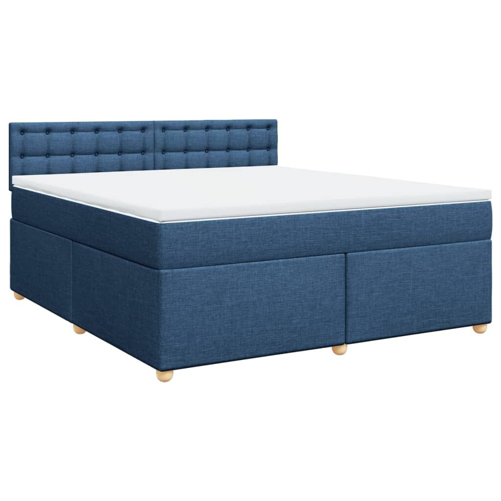 vidaXL Κρεβάτι Boxspring με Στρώμα Μπλε 180x200 εκ. Υφασμάτινο