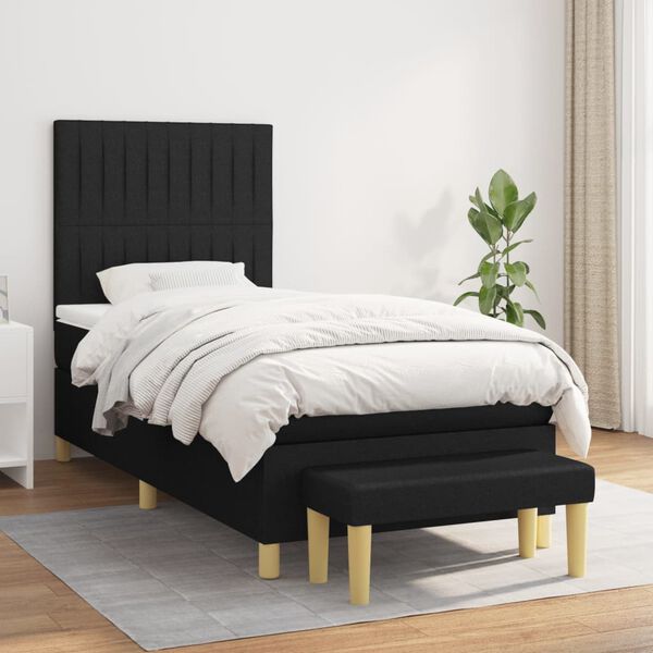 vidaXL &Kappa;&rho;&epsilon;&beta;ά&tau;&iota; Boxspring &mu;&epsilon; &Sigma;&tau;&rho;ώ&mu;&alpha; &Mu;&alpha;ύ&rho;&omicron; 80 x 200 &epsilon;&kappa;. &Upsilon;&phi;&alpha;&sigma;&mu;ά&tau;&iota;&nu;&omicron;
