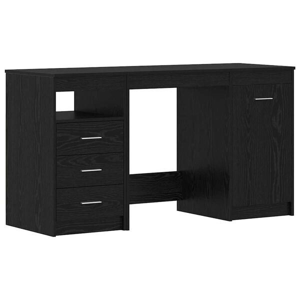 vidaXL Γραφείο με ράφι Μαύρη δρυς 140 x 50 x 76 εκ. Επεξεργασμένο ξύλο