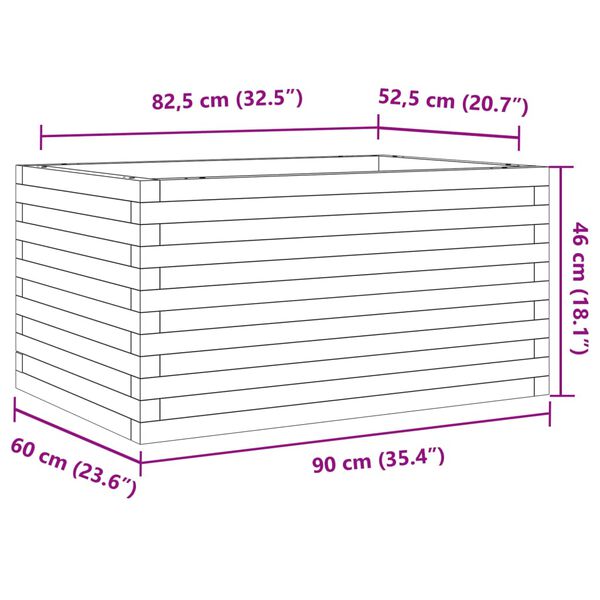 vidaXL Ζαρντινιέρα Λευκή 90x60x46 εκ. από Μασίφ Ξύλο Πεύκου