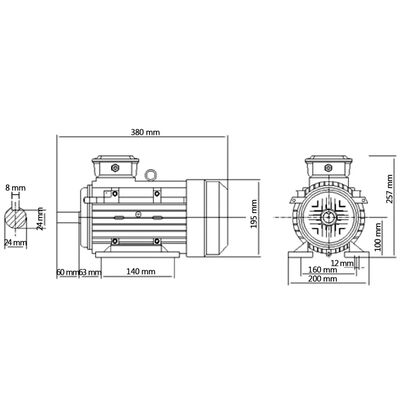 vidaXL Ηλεκτρικός Κινητήρας Τριφασικός Αλουμινίου 3kW / 4HP 2840 RPM