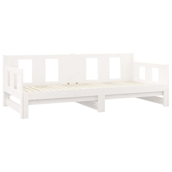 vidaXL Καναπές Κρεβάτι Συρόμενος Λευκός 2x(90x190) εκ. από Μασίφ Πεύκο