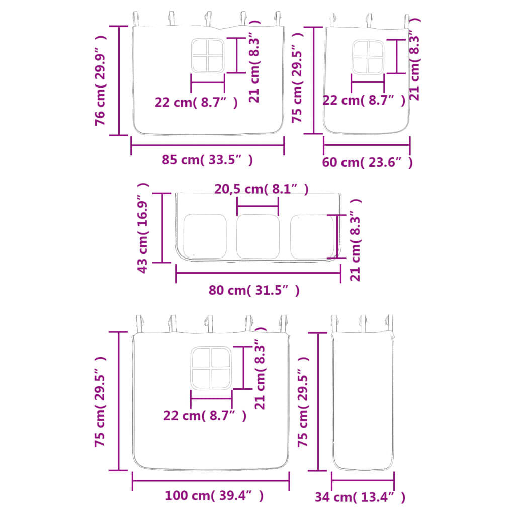 vidaXL Υπερυψ. Κρεβάτι με Κουρτίνες Μπλε 90x200 εκ. Μασίφ Ξύλο Πεύκου
