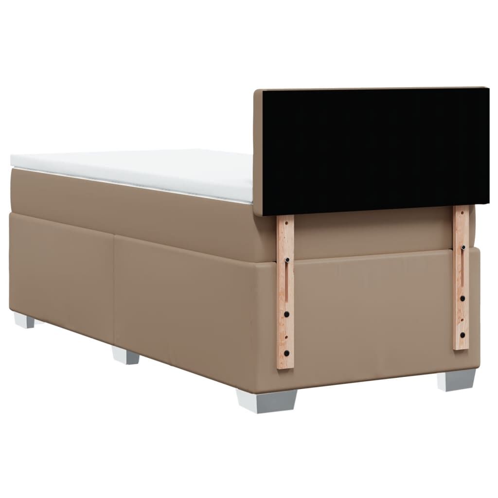 vidaXL Κρεβάτι Boxspring με Στρώμα Καπουτσίνο 90x190εκ.από Συνθ. Δέρμα