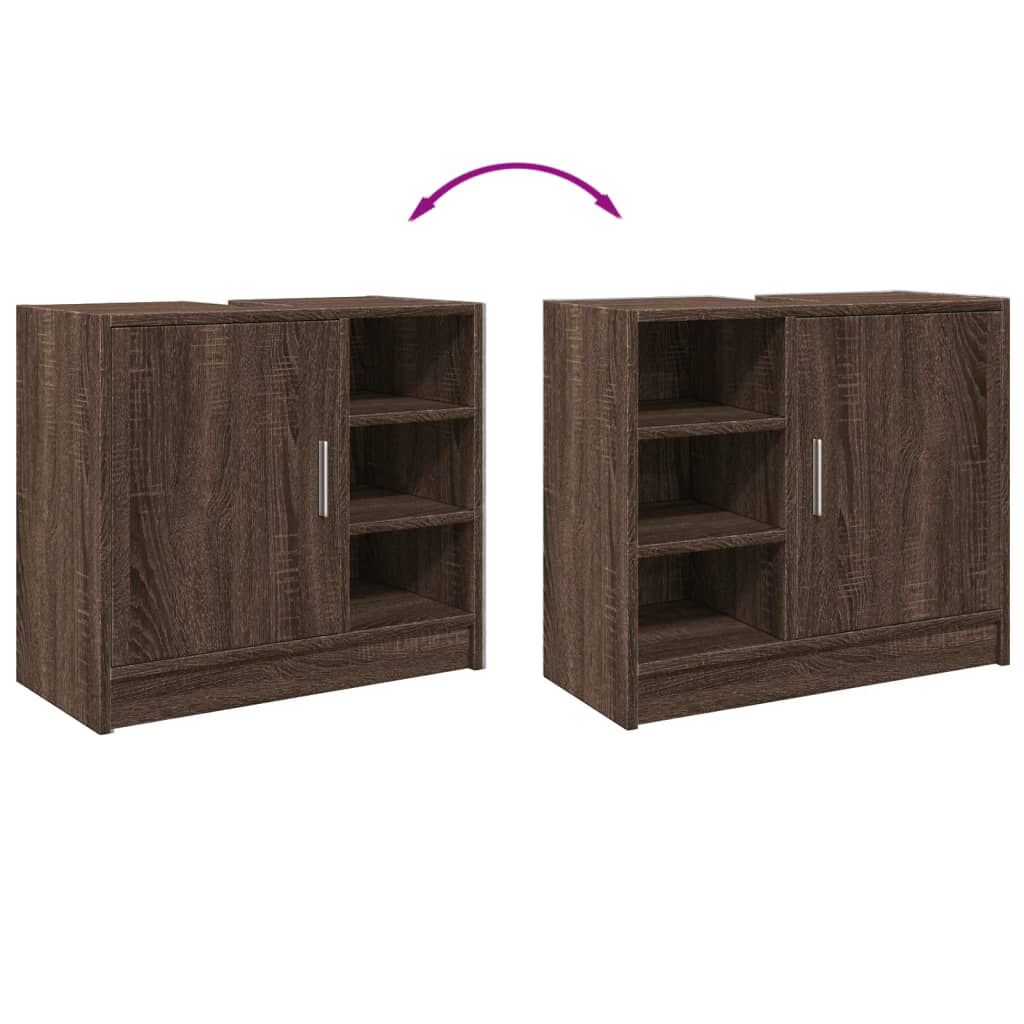 vidaXL Ντουλάπι Νιπτήρα Καφέ δρυς 63x29x55 εκ. Επεξεργασμένο Ξύλο