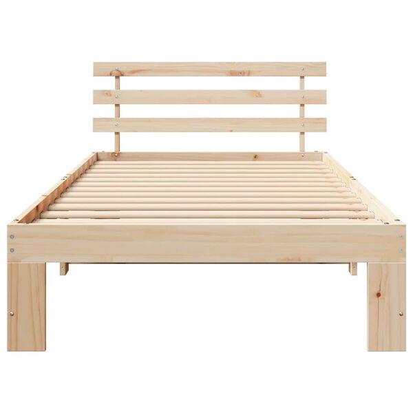 vidaXL Σκελετός Κρεβατιού Καφέ 90 x 200 cm Μασίφ ξύλο πεύκου