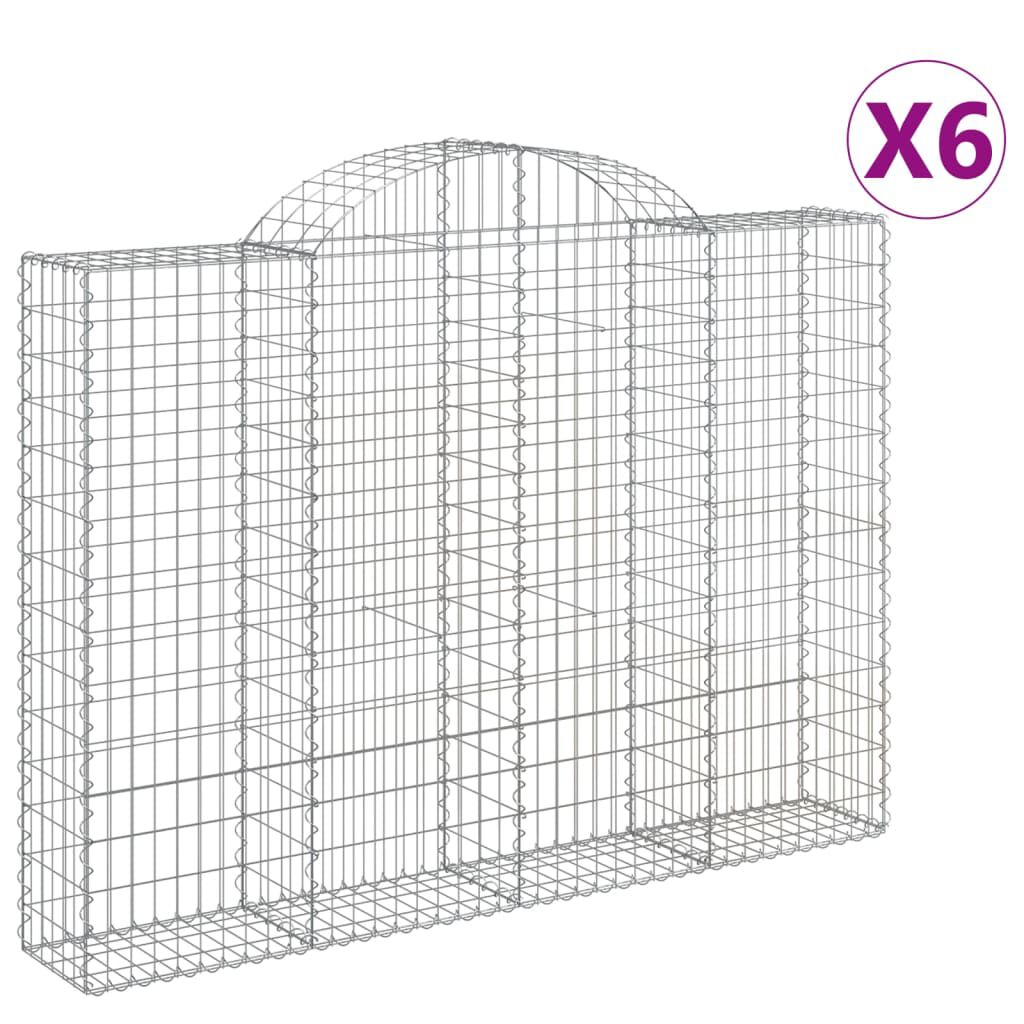 vidaXL Συρματοκιβώτια Τοξωτά 6 τεμ. 200x30x140/160 εκ. Γαλβαν. Ατσάλι