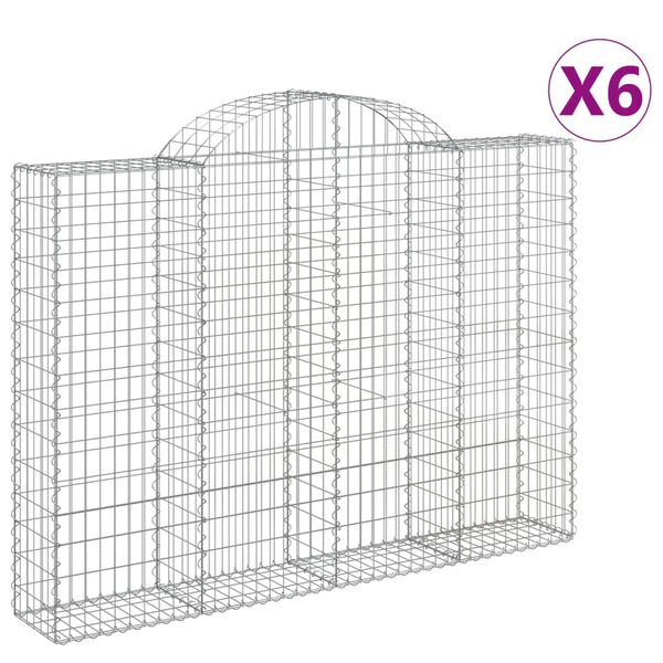 vidaXL Συρματοκιβώτια Τοξωτά 6 τεμ. 200x30x140/160 εκ. Γαλβαν. Ατσάλι