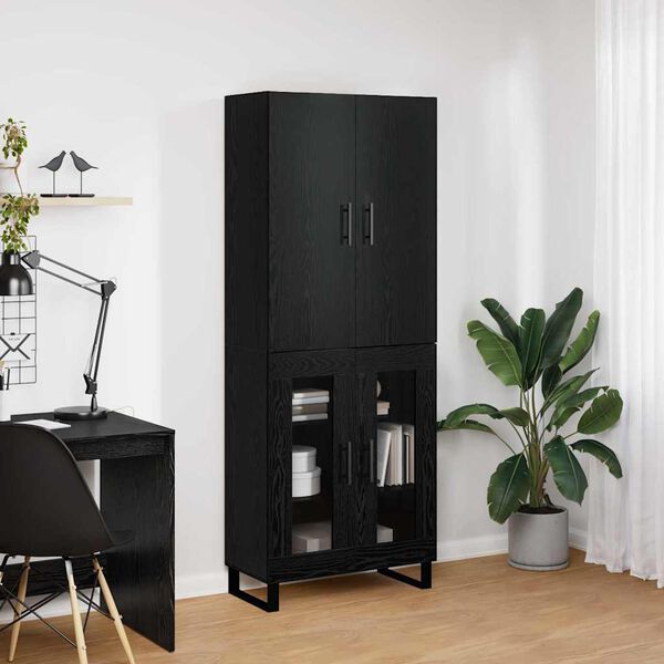 vidaXL Highboard 2 pcs &Mu;&alpha;ύ&rho;&eta; &Omicron;&xi;&upsilon;ά 69,5 x 34 x 180 &epsilon;&kappa;.