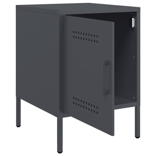 vidaXL Κομοδίνο Ανθρακί 36x39x50,5 εκ. από Χάλυβα