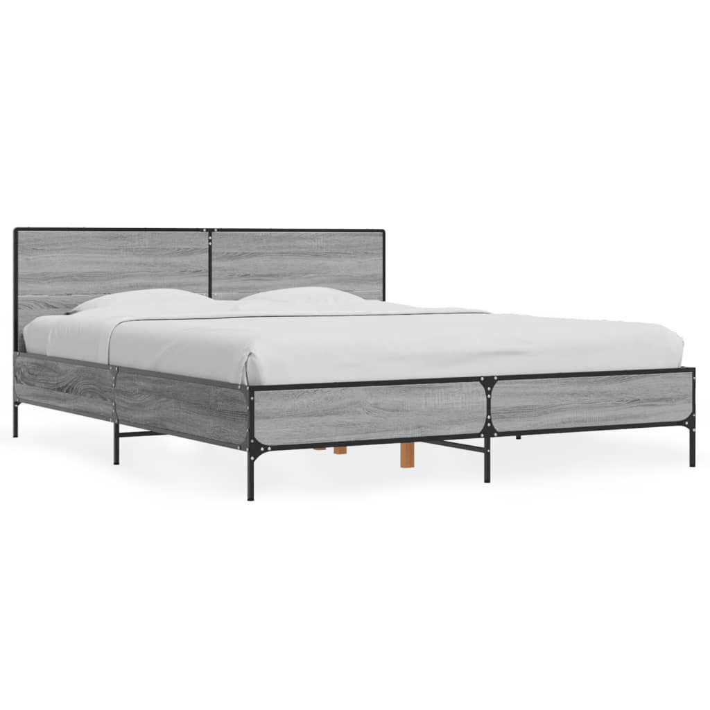 vidaXL Πλαίσιο Κρεβατιού Γκρι Sonoma 160x200 εκ. Επεξ. Ξύλο & Μέταλλο