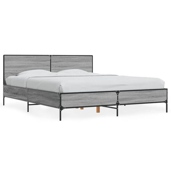 vidaXL Πλαίσιο Κρεβατιού Γκρι Sonoma 160x200 εκ. Επεξ. Ξύλο & Μέταλλο