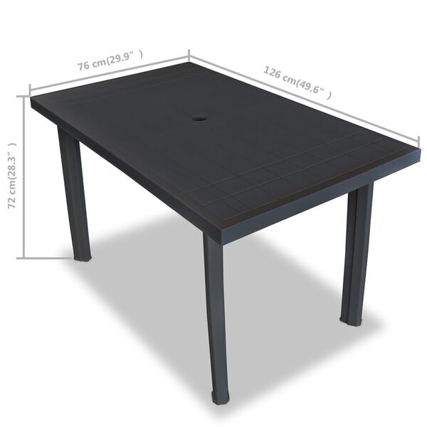 vidaXL Τραπέζι Κήπου Ανθρακί 126 x 76 x 72 εκ. Πλαστικό