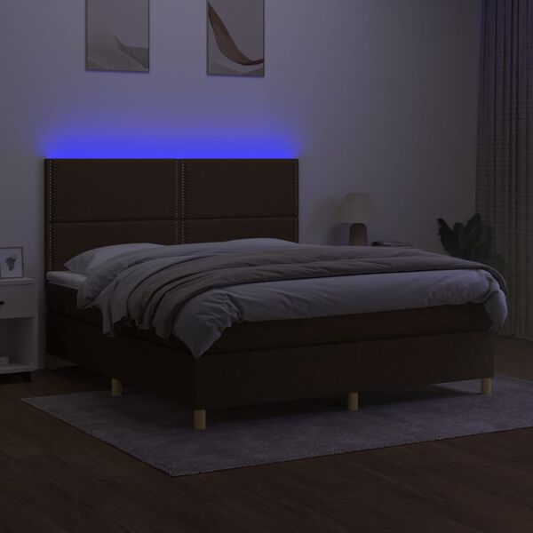 vidaXL &Kappa;&rho;&epsilon;&beta;ά&tau;&iota; Boxspring &mu;&epsilon; &Sigma;&tau;&rho;ώ&mu;&alpha; & LED &Sigma;&kappa;.&Kappa;&alpha;&phi;έ 180x200&epsilon;&kappa;. &Upsilon;&phi;&alpha;&sigma;&mu;ά&tau;&iota;&nu;&omicron;