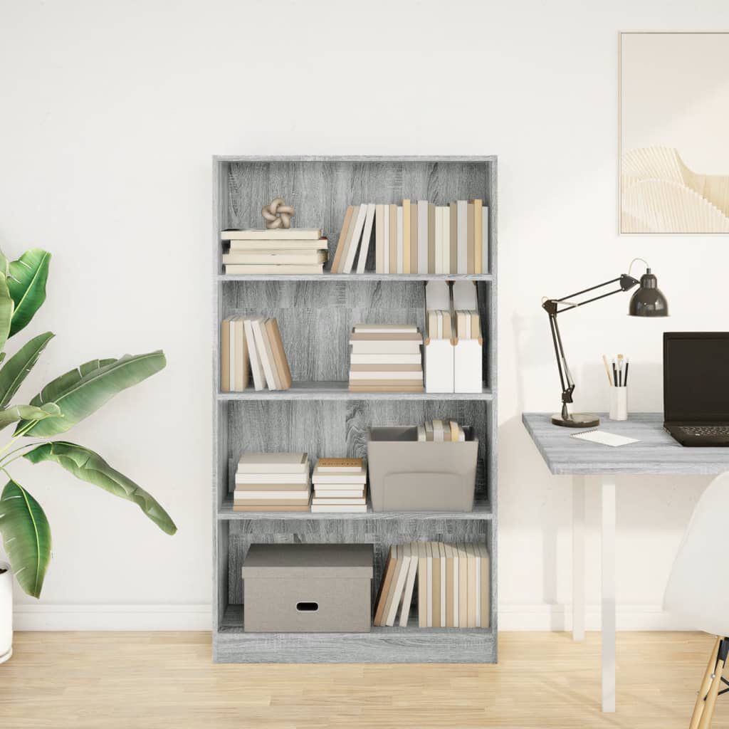 vidaXL Βιβλιοθήκη Γκρι Sonoma 80x24x143 εκ. από Επεξεργασμένο Ξύλο