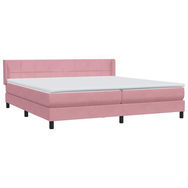 vidaXL Box Spring κρεβάτι με στρώμα ροζ 180x220 cm Βελούδινο