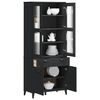 vidaXL Ντουλάπι Ψηλό VIKEN Μαύρος 80x40x190 εκ. από Μασίφ Ξύλο Πεύκου