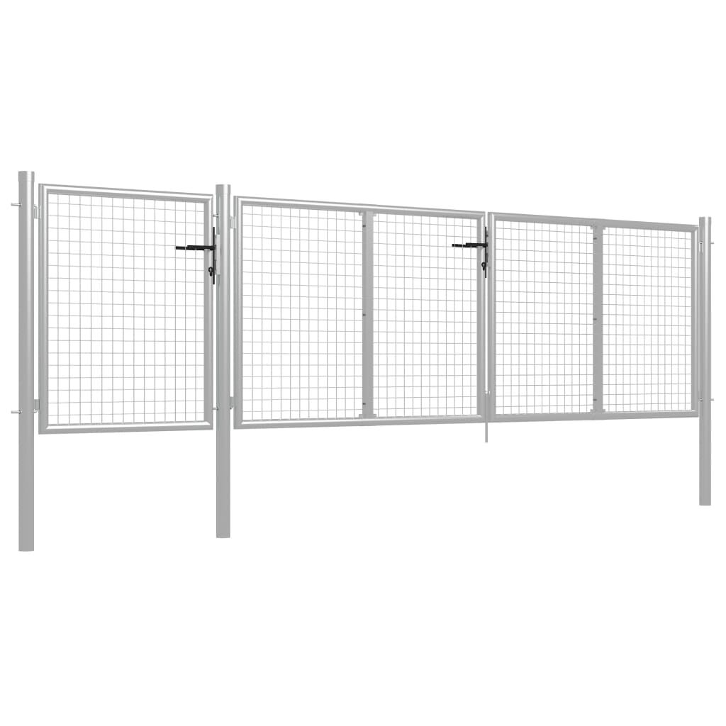 vidaXL Πόρτα Περίφραξης Κήπου Ασημί 400 x 100 εκ. Ατσάλινη
