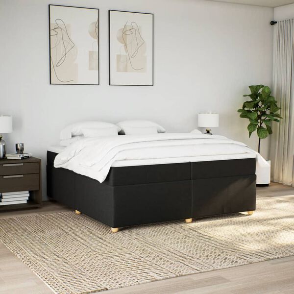 vidaXL &Kappa;&rho;&epsilon;&beta;ά&tau;&iota; Boxspring &mu;&epsilon; &Sigma;&tau;&rho;ώ&mu;&alpha; &Mu;&alpha;ύ&rho;&omicron; 200x200 &epsilon;&kappa;. &Upsilon;&phi;&alpha;&sigma;&mu;ά&tau;&iota;&nu;&omicron;