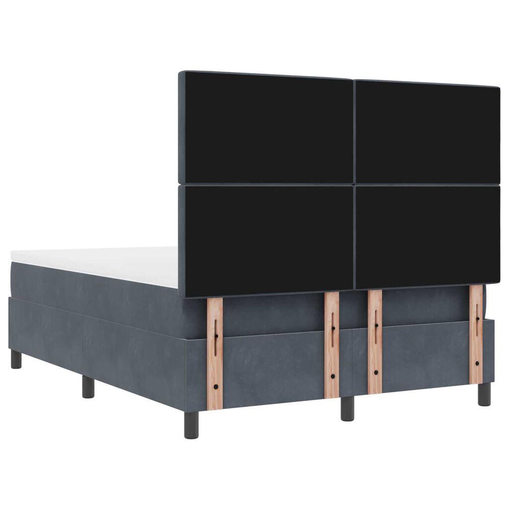 Κρεβάτι Box Spring με Στρώμα & LED VidaXL Σκούρο Γκρι 160x200 εκ Βελούδο