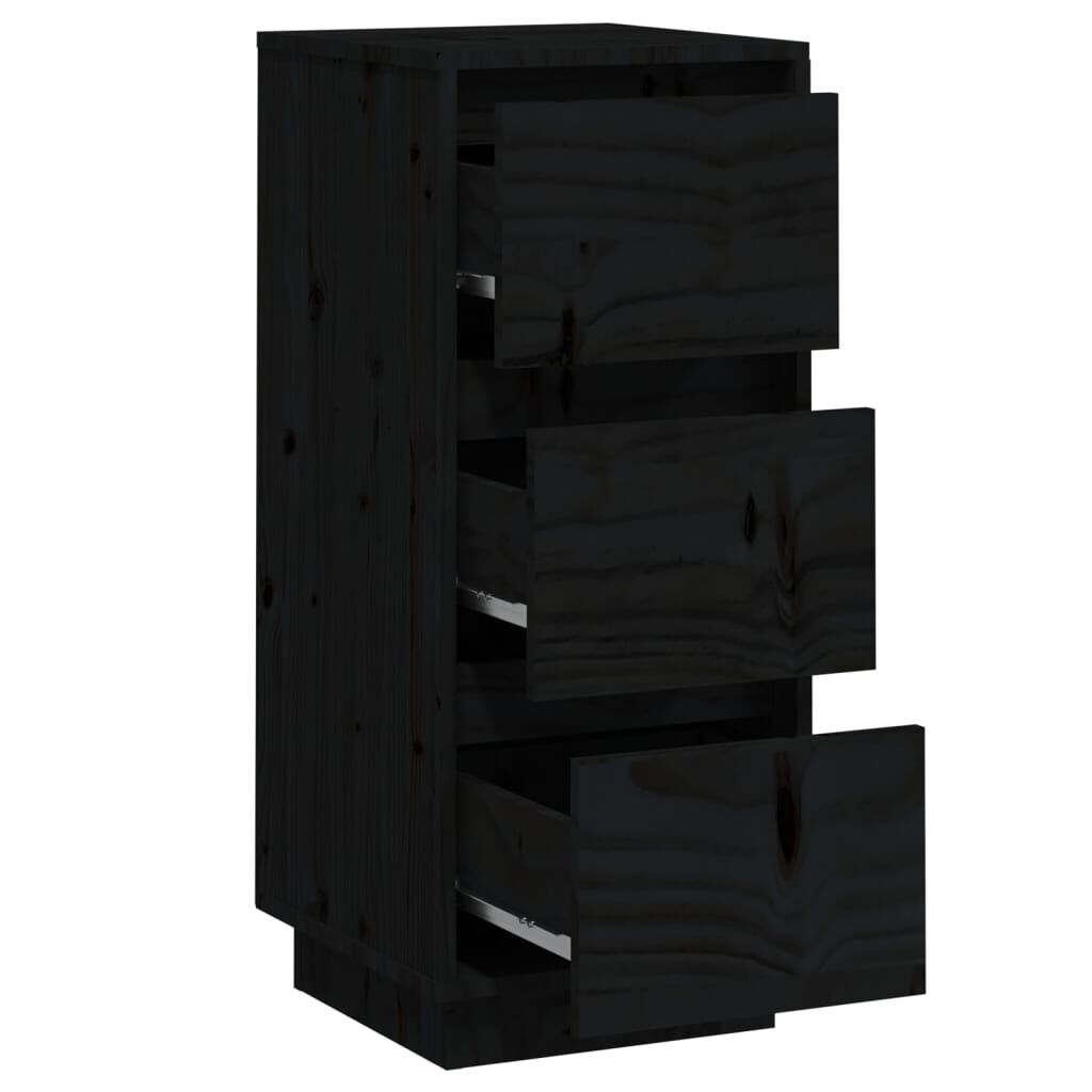 vidaXL Συρταριέρες 2 τεμ. Μαύρες 32x34x75 εκ. από Μασίφ Ξύλο Πεύκου