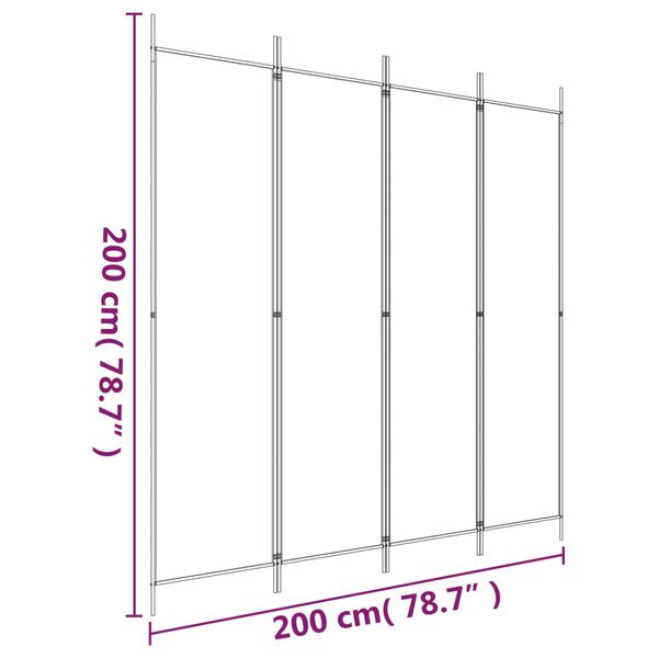 vidaXL Διαχωριστικό Δωματίου με 4 Πάνελ Μαύρο 200x200 εκ. από Ύφασμα