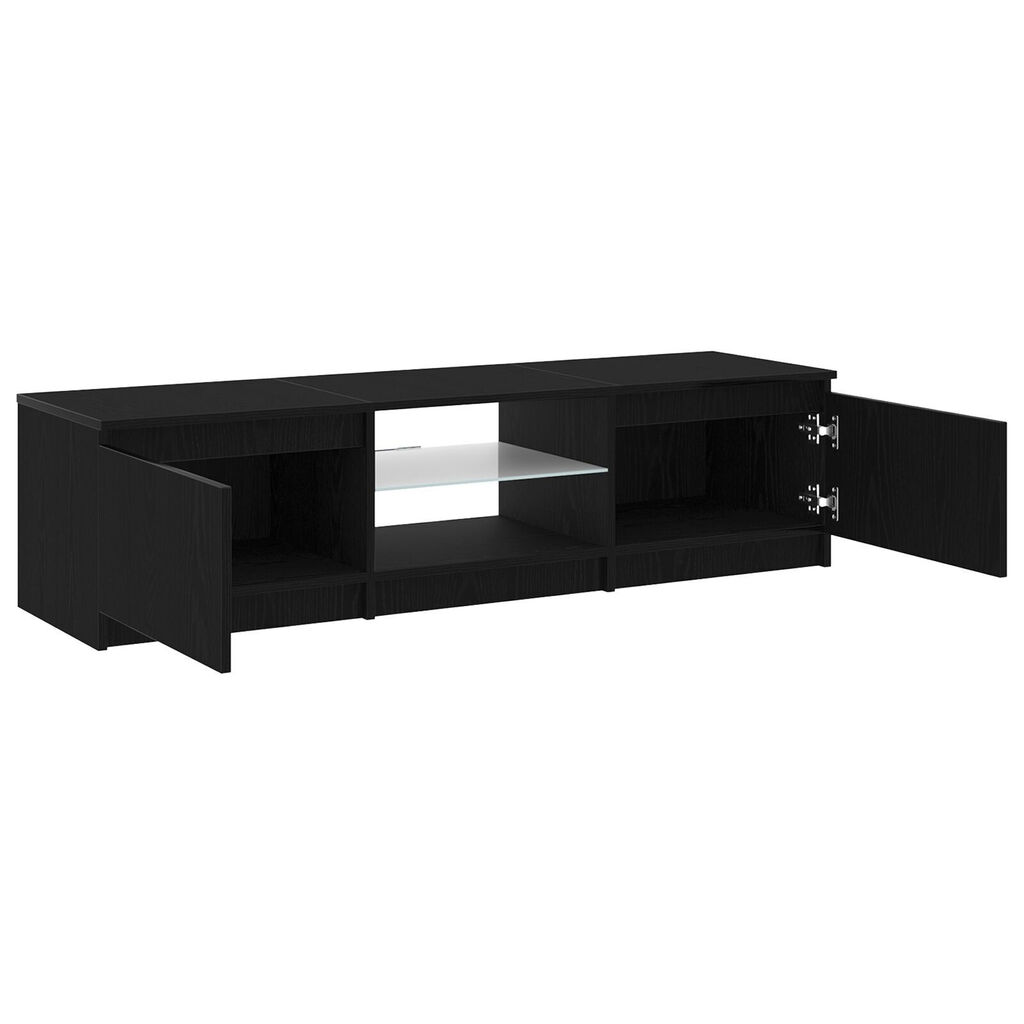 vidaXL Ντουλάπα Τηλεόρασης με Φώτα LED Μαύρο Δρύς 140x40x35,5 εκ. από επεξεργασμένο ξύλο