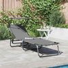 vidaXL Πτυσσόμενη ξαπλώστρα με μαξιλάρι Γκρι 56 x 190 x 81εκ ύφασμα