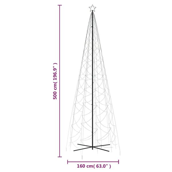 vidaXL Χριστουγεννιάτικο Δέντρο Κώνος 1400 LED Πολύχρωμο 160x500 εκ.