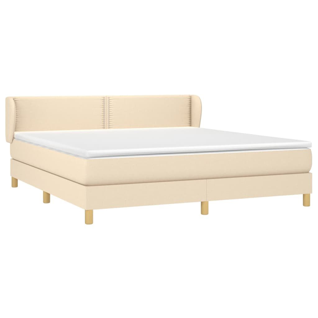 vidaXL Κρεβάτι Boxspring με Στρώμα Κρεμ 180x200 εκ. Υφασμάτινο
