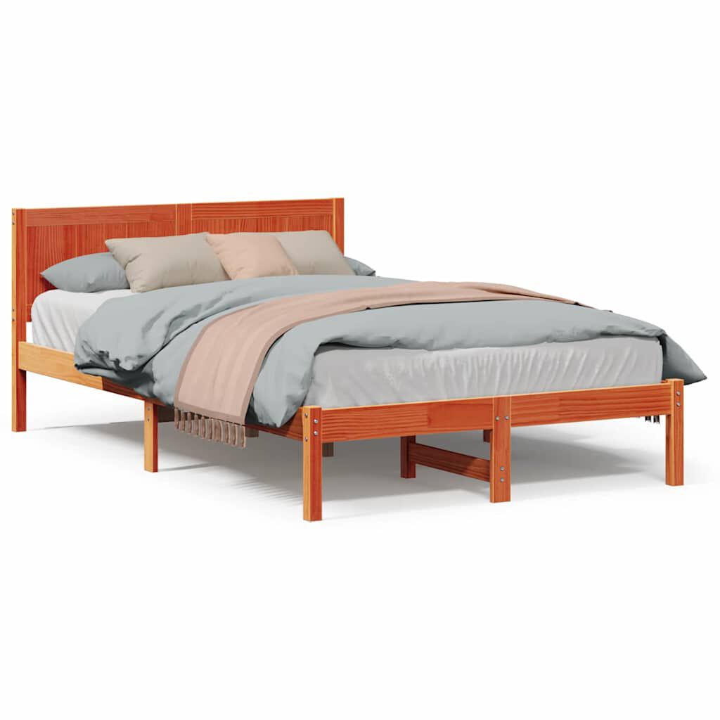 vidaXL Σκελετός Κρεβατιού Καφέ 120 x 200 cm Μασίφ ξύλο πεύκου