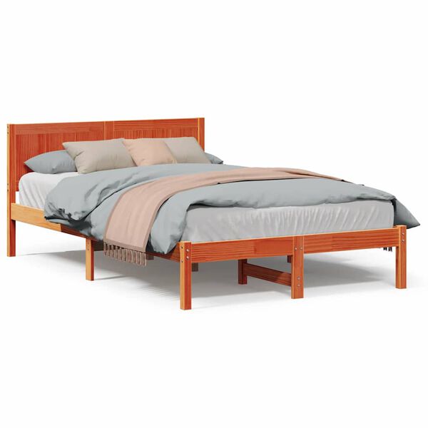 vidaXL Σκελετός Κρεβατιού Καφέ 120 x 200 cm Μασίφ ξύλο πεύκου