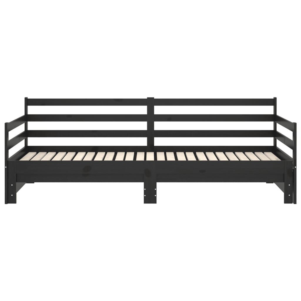 vidaXL Καναπές Κρεβάτι Μαύρος 2 x (90 x 200) εκ. από Μασίφ Ξύλο Πεύκου