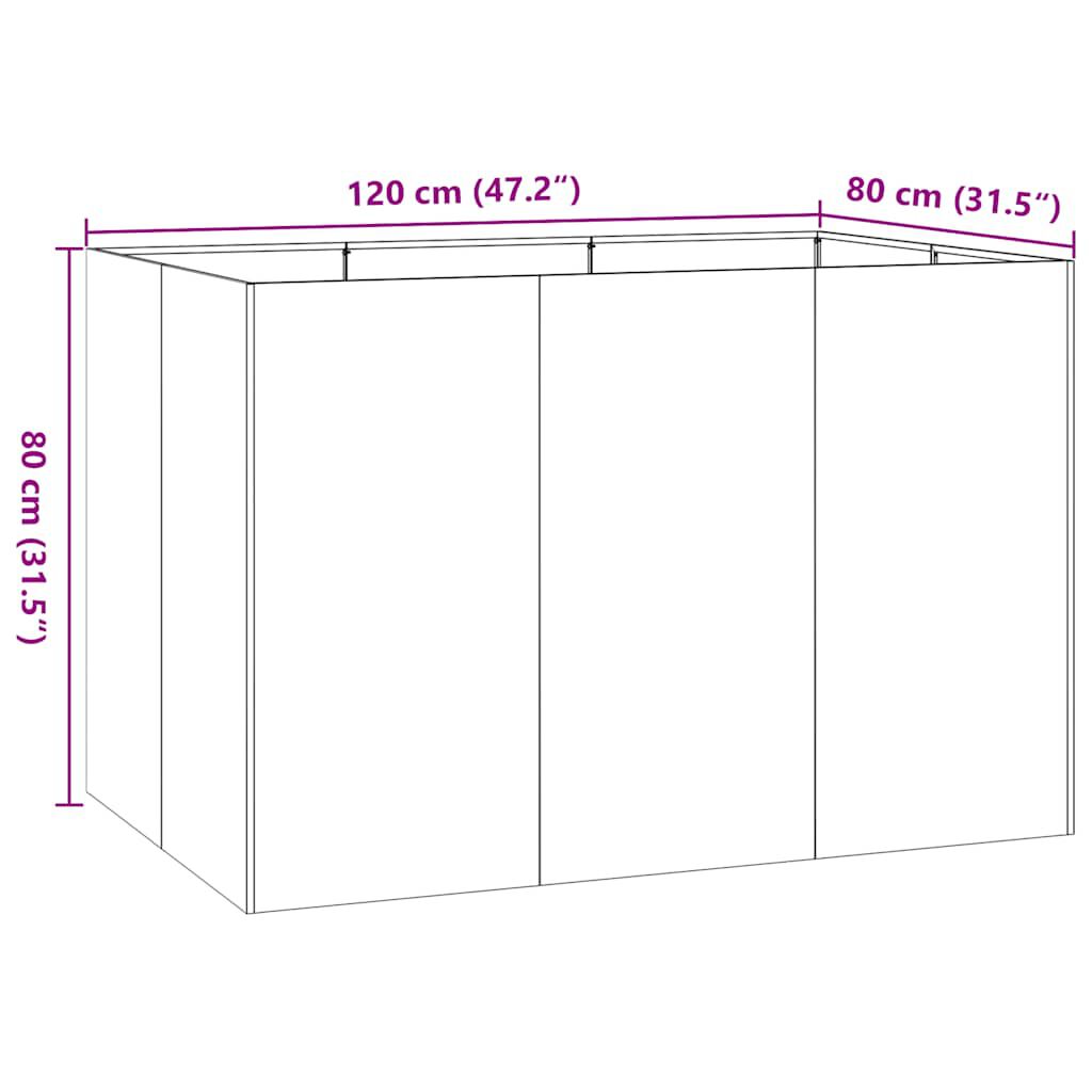 vidaXL Ζαρντινιέρα Λευκή 120x80x80 εκ. από Χάλυβα