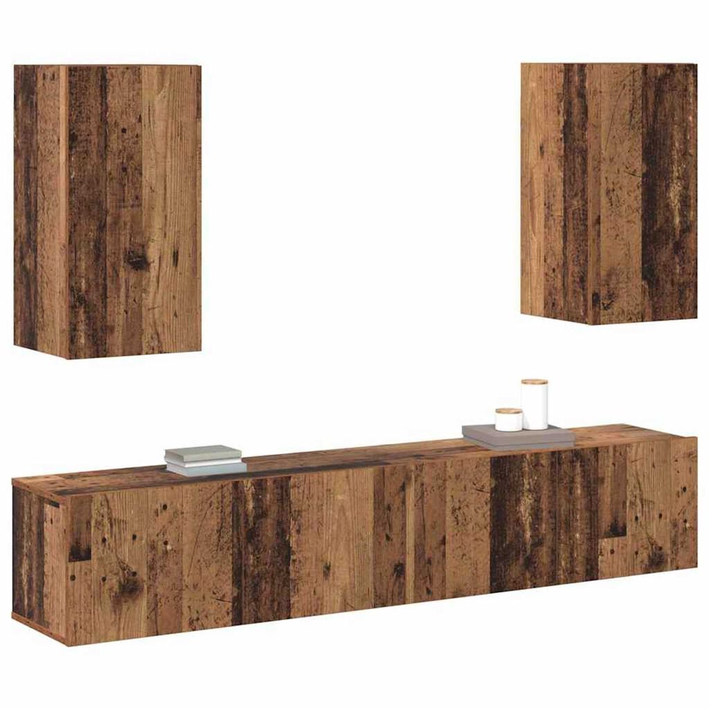 vidaXL Σετ επίπλου τηλεόρασης 4 pcs Παλαιό ξύλο 160 x 30 x 30 εκ.