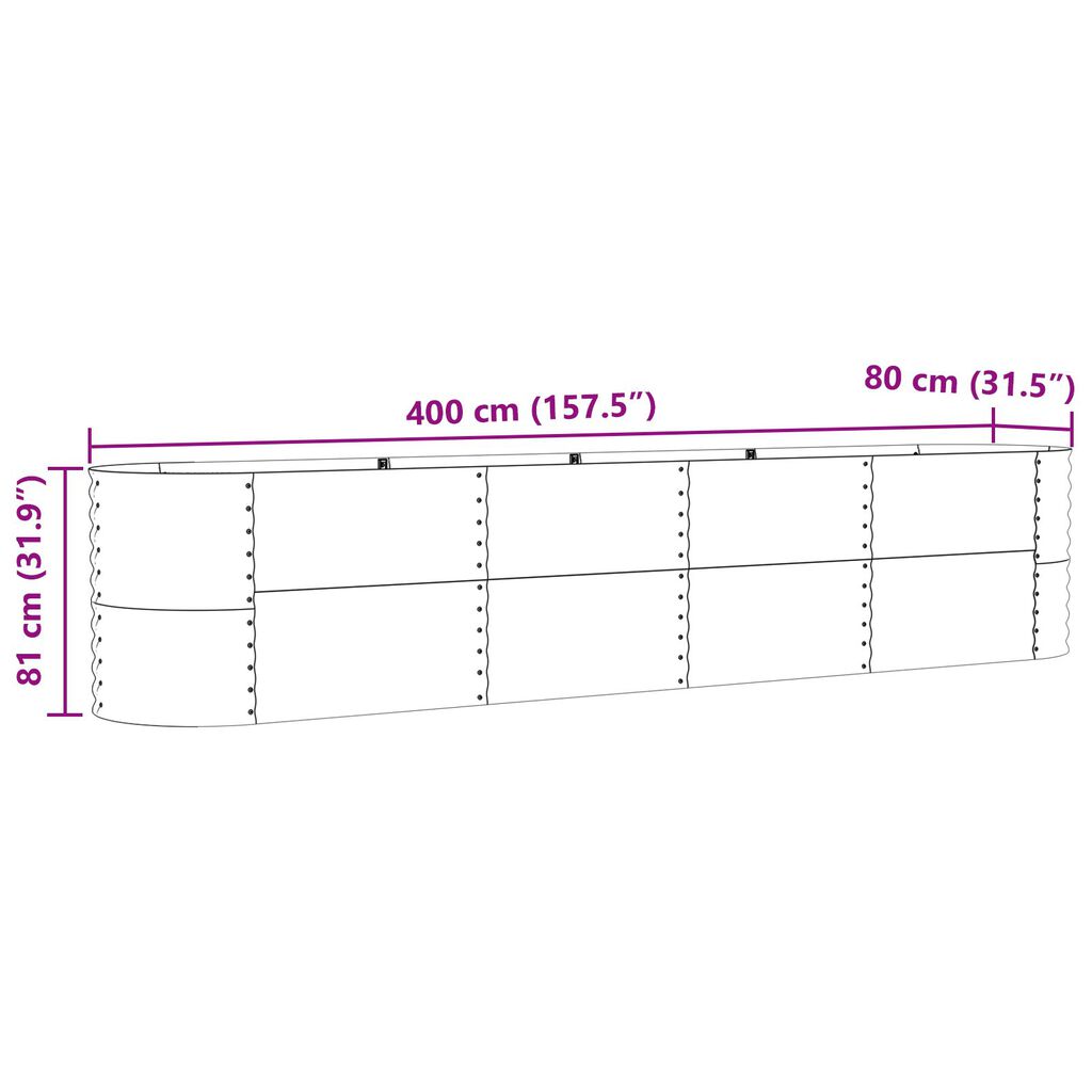 vidaXL Κήπος Ανυψωμένο Κρεβάτι Καφέ 400x80x81 εκ από Γαλβανισμένο Ατσάλι