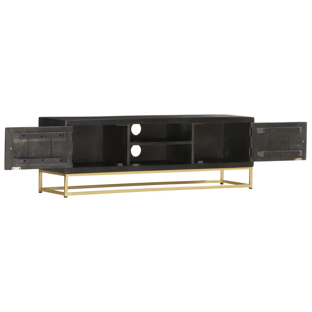 vidaXL Έπιπλο Τηλεόρασης Μαύρο/Χρυσό 120 x 30 x 40 εκ. από Μασίφ Ξύλο Μάνγκο