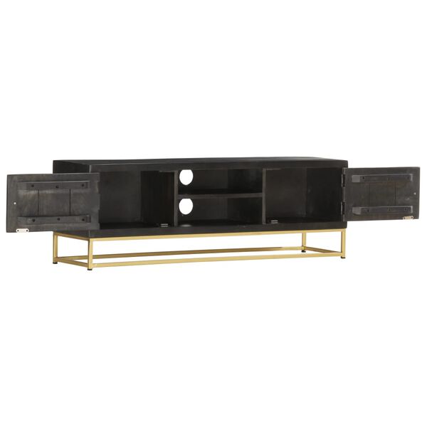 vidaXL Έπιπλο Τηλεόρασης Μαύρο/Χρυσό 120 x 30 x 40 εκ. από Μασίφ Ξύλο Μάνγκο