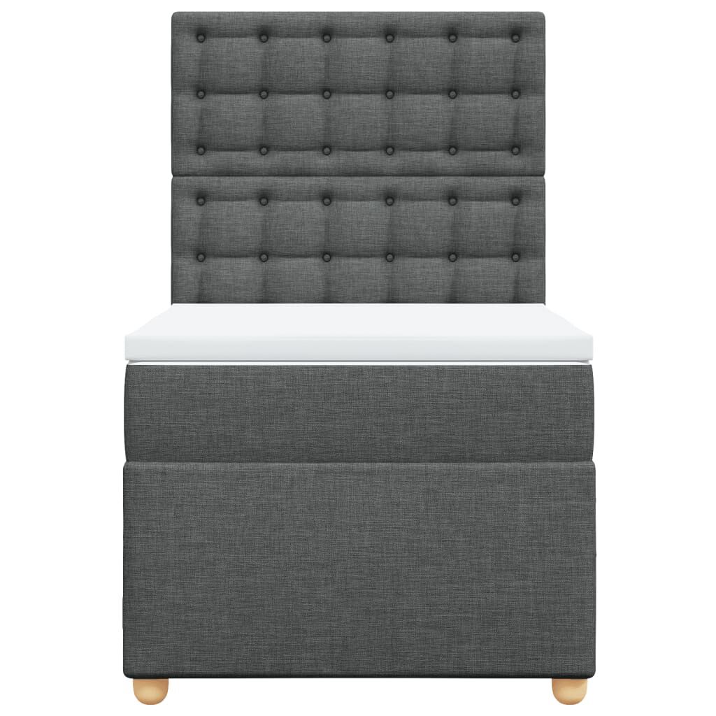 vidaXL Κρεβάτι Boxspring με Στρώμα Σκούρο Γκρι 90x200 εκ. Υφασμάτινο